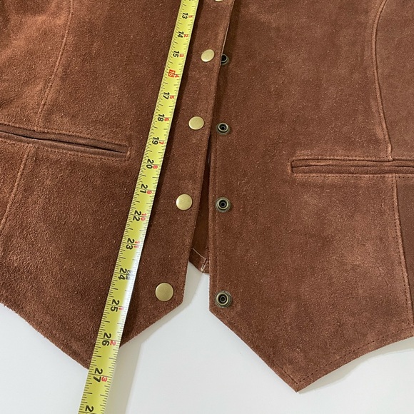 Rare New FREE PEOPLE Understated Brown Leather Western Snap Front Vest Medium - Picture 10 of 14
